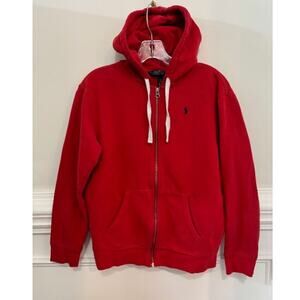Polo Ralph Lauren Boys Size Large Red Full Zip Hoodie Sweatshirt Youth L Pony